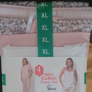 Felina Pink and White Cotton Pajama Set